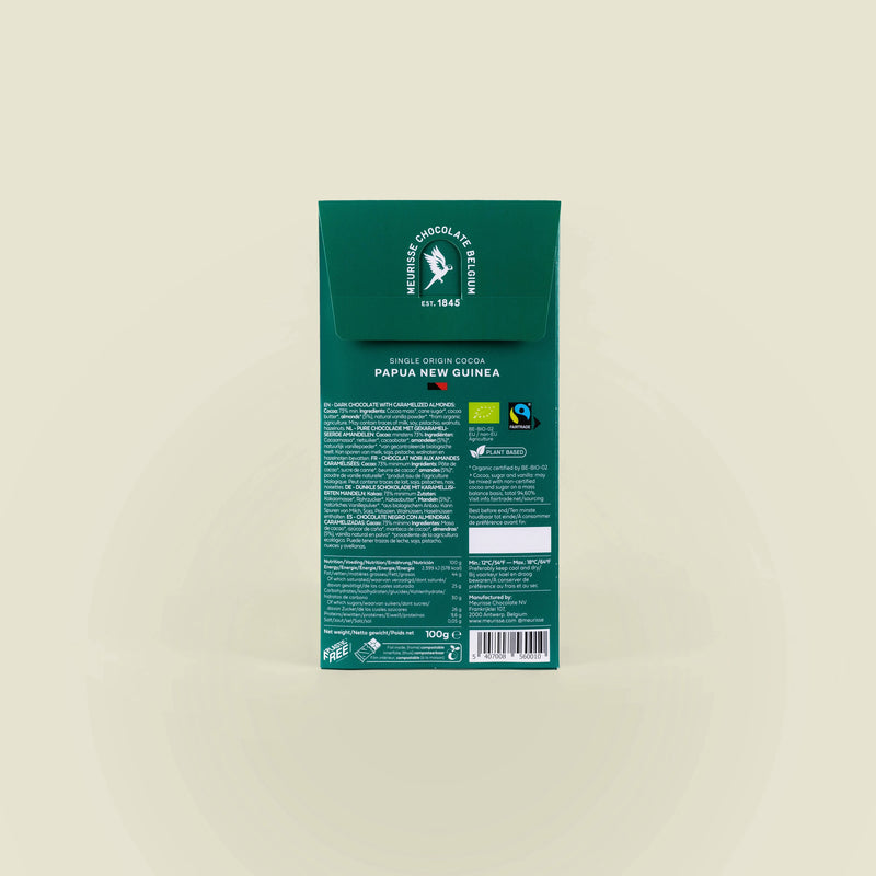 Organic Dark Chocolate with Caramelised Almonds (100g)