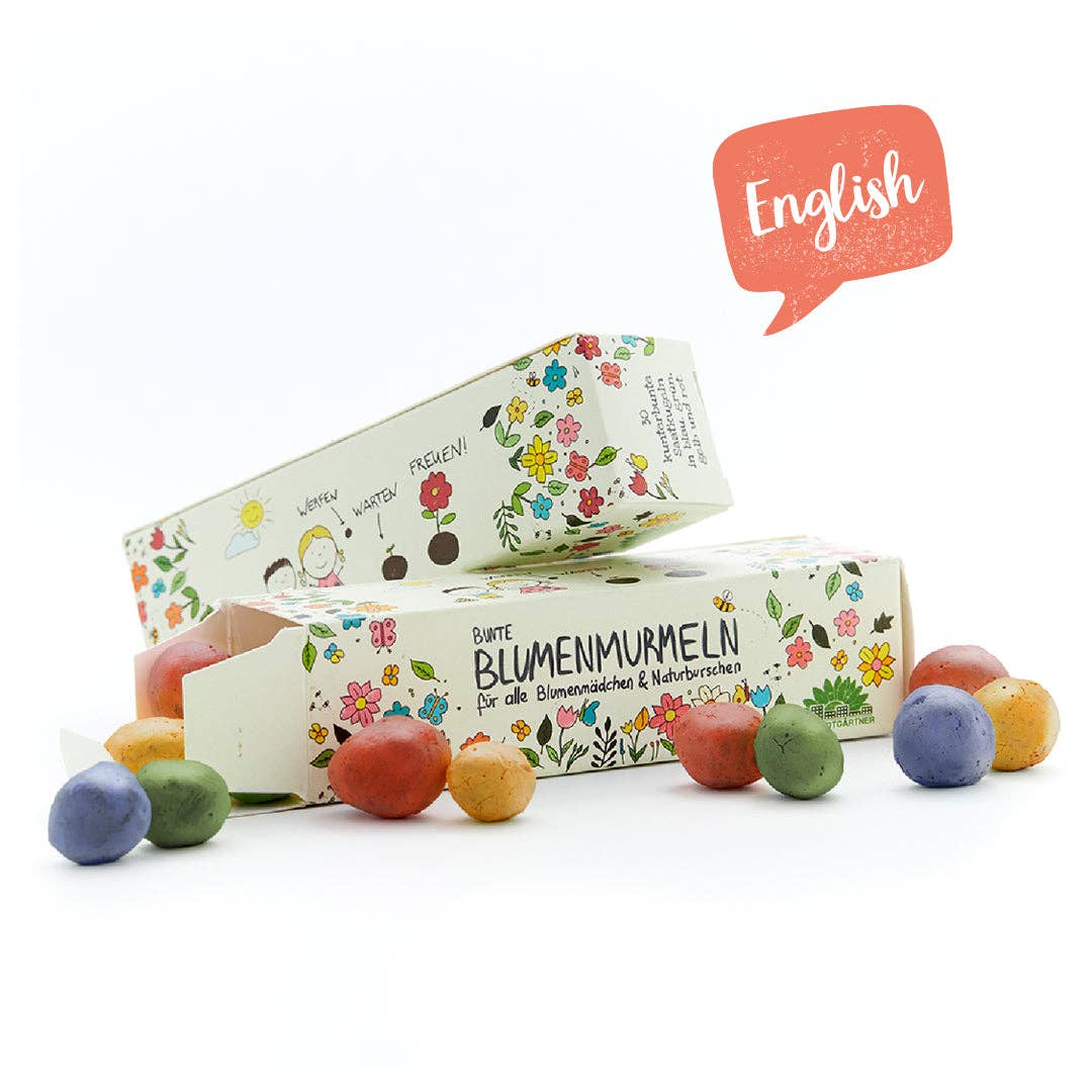 Box of 25 flower marbles (EN, ES, FR, NL): English