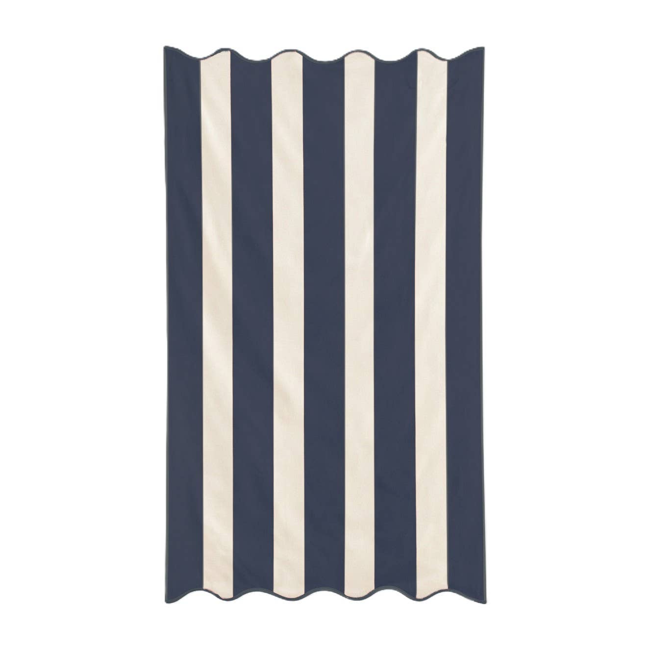 Large Scalloped Striped Beach Towel 90 x 170cm - 100% Cotton: Navy