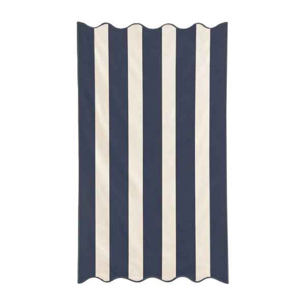 Large Scalloped Striped Beach Towel 90 x 170cm - 100% Cotton: Navy