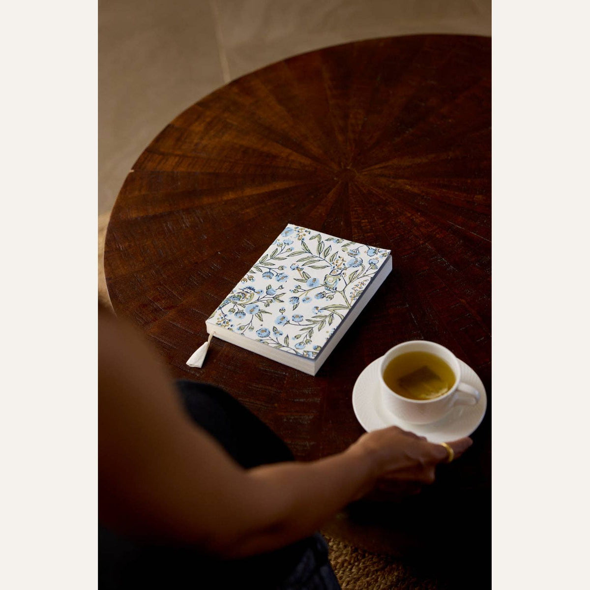 Block Printed Ruled Notebook (A5) - Songbird Blue Stone