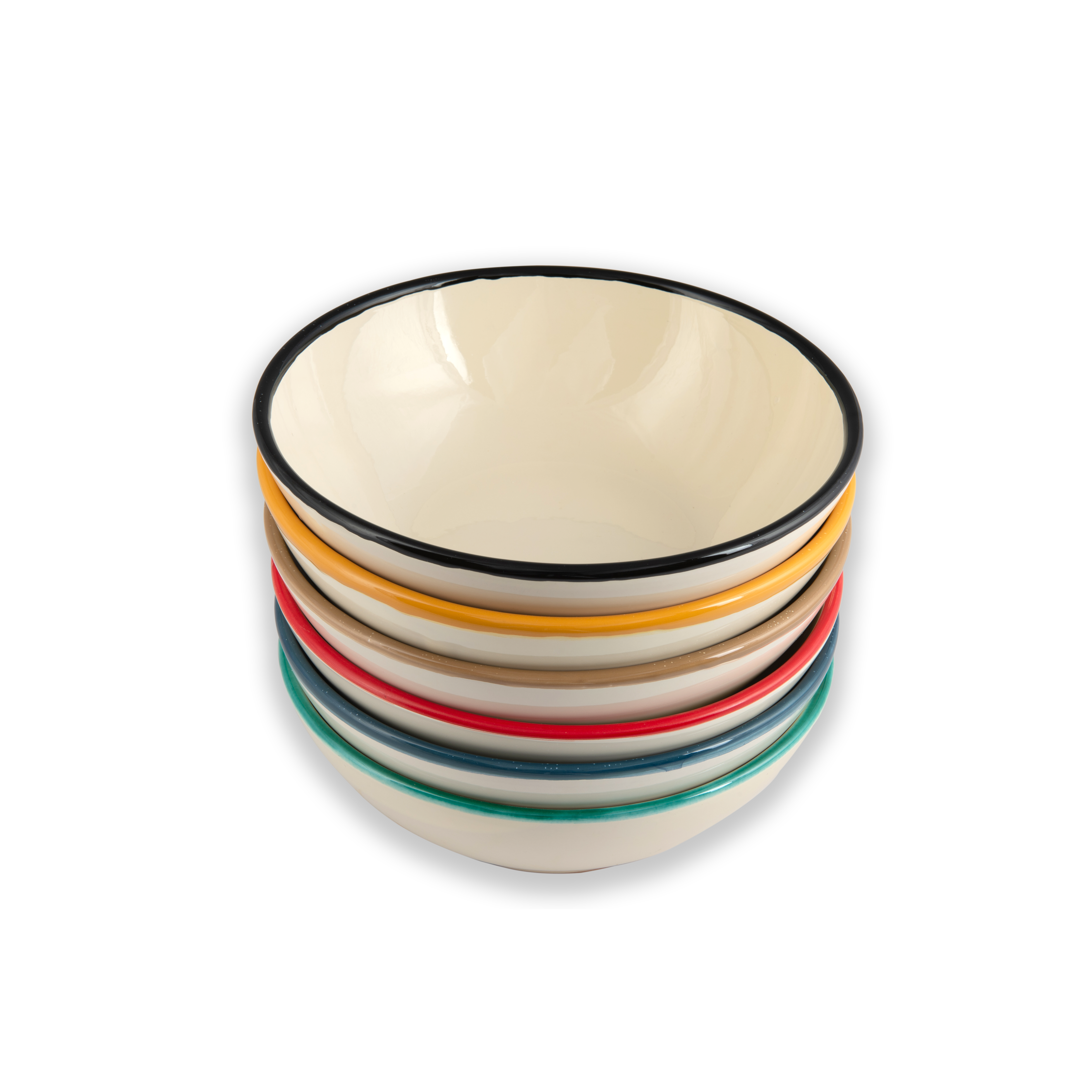 Salad Bowl diam. 28 cm - Edge Line: Cream/black