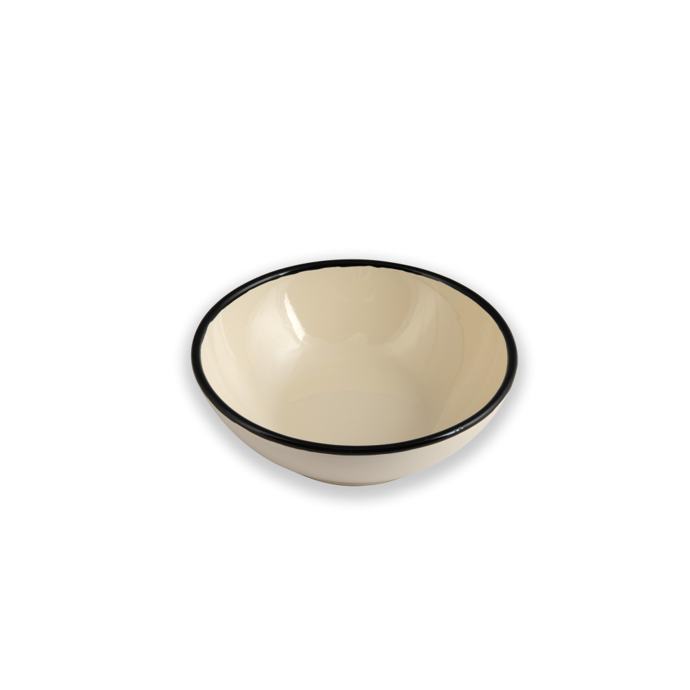 Salad Bowl diam. 28 cm - Edge Line: Cream/black