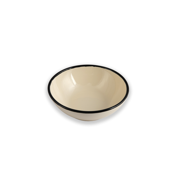 Salad Bowl diam. 28 cm - Edge Line: Cream/black