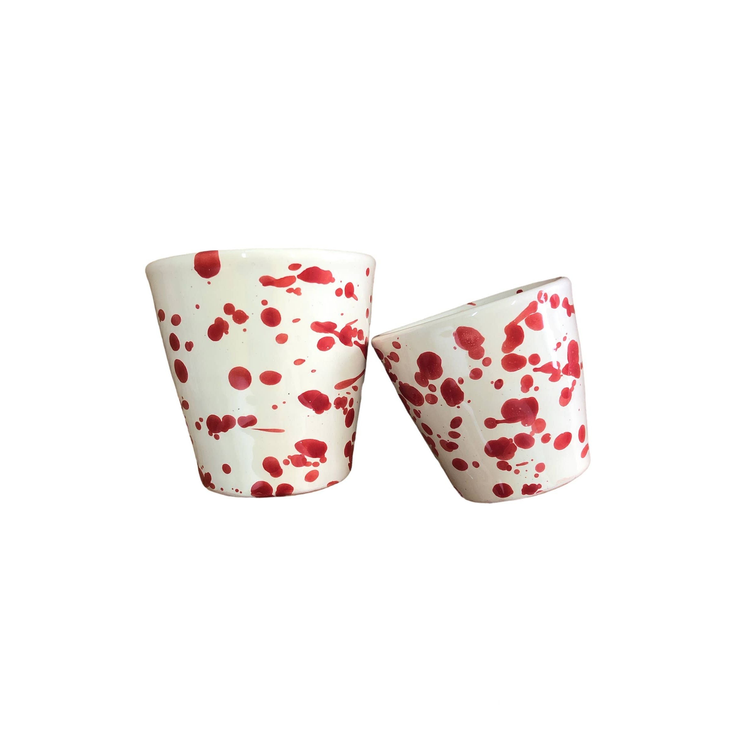 Glass h. 6 cm - Splasshed Line: Cream/pink