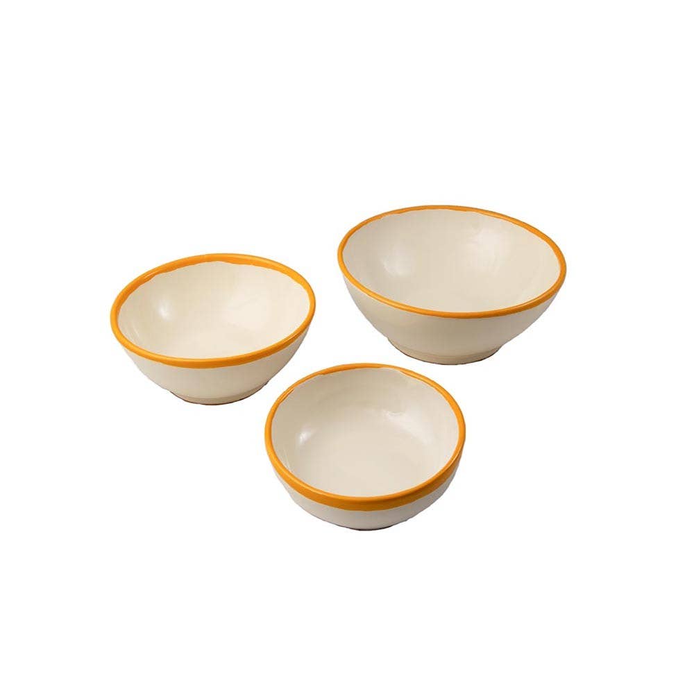Salad Bowl diam. 28 cm - Edge Line: Cream/black