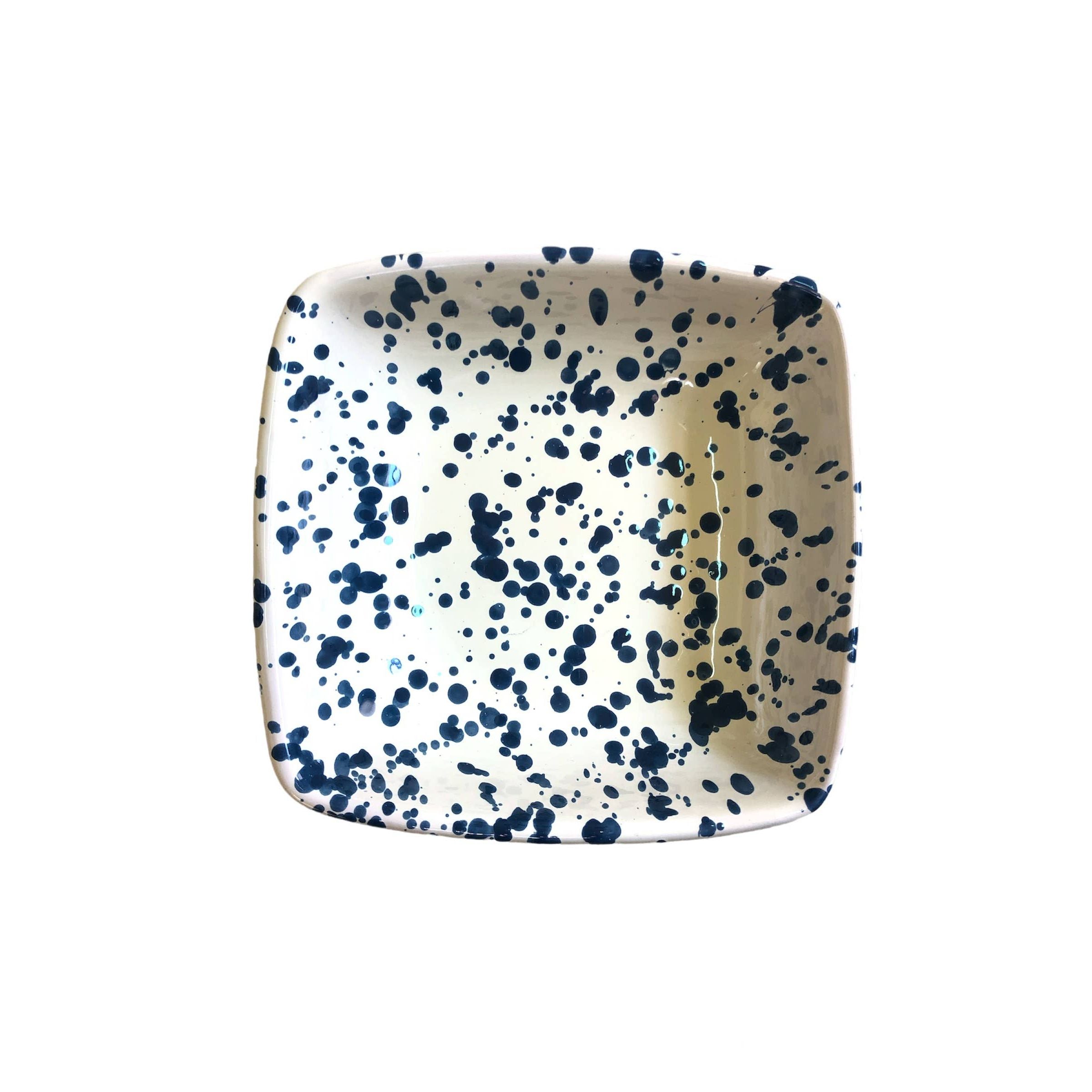 Square Bowl 13x13 cm - Splashed Line: Cream/black