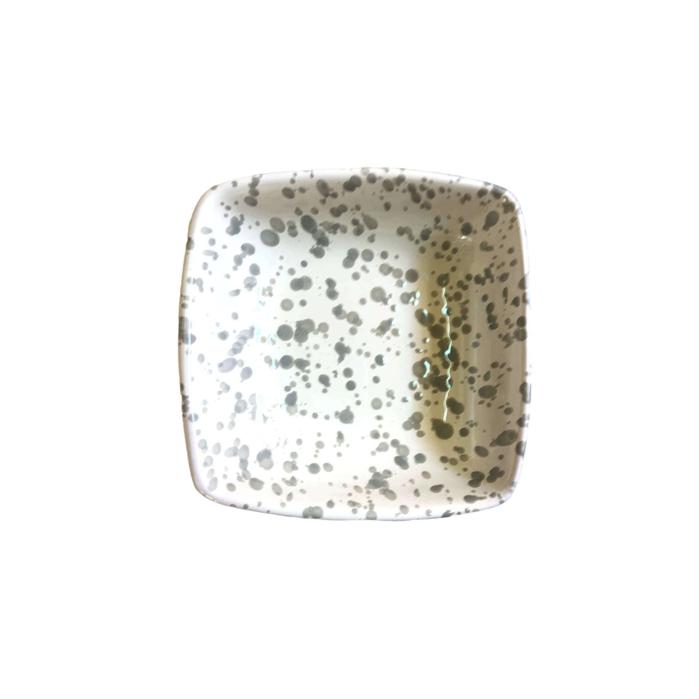 Square Bowl 13x13 cm - Splashed Line: Cream/black