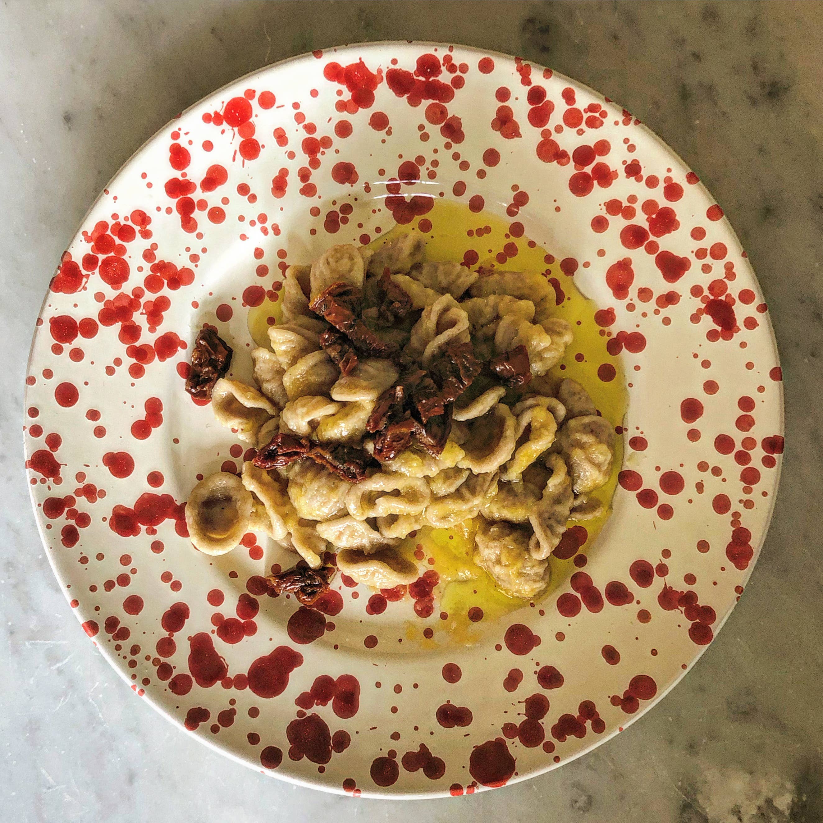 Flat Plate diam. 25 cm - Splasshed Line: Cream/blue