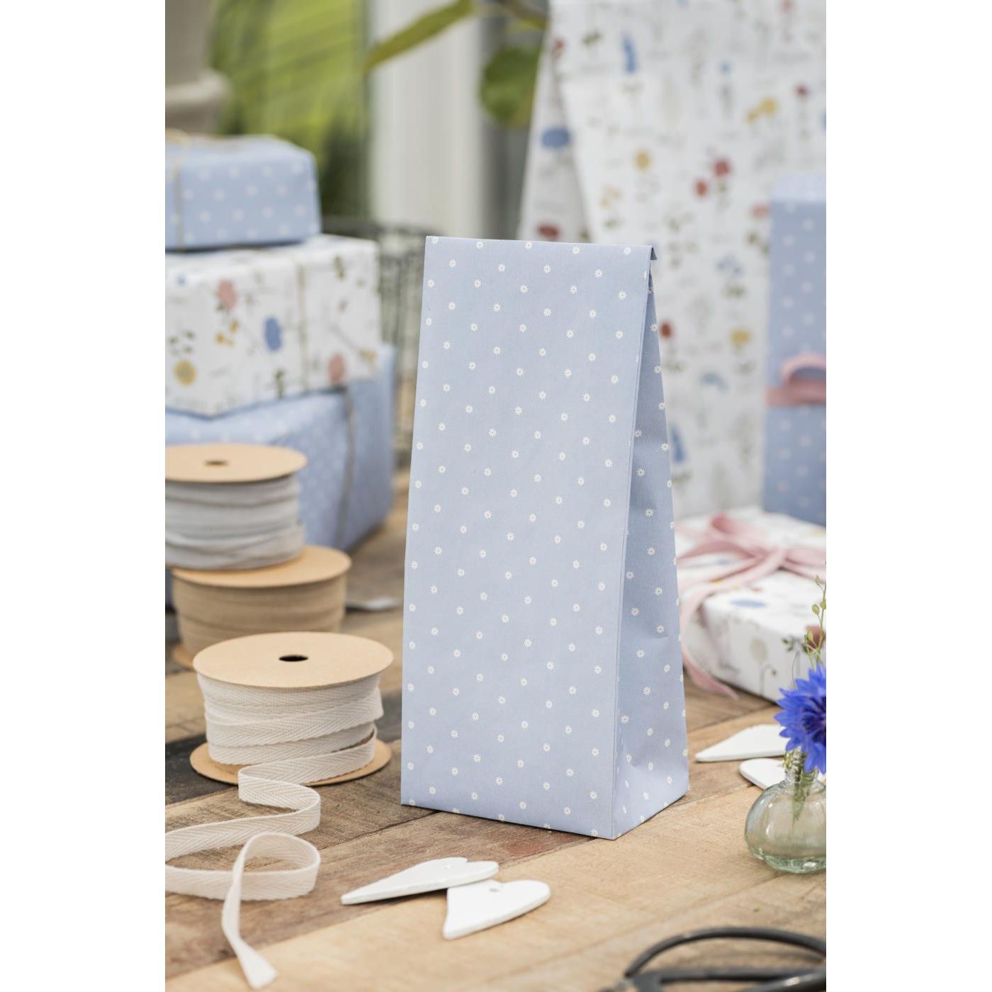 Cotton ribbon on spool 5m fog - TheGiftCoMalta