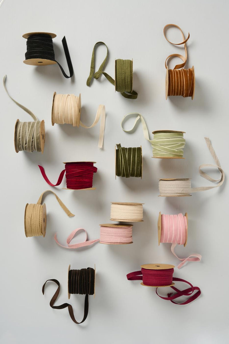 Cotton ribbon on spool 5m fog