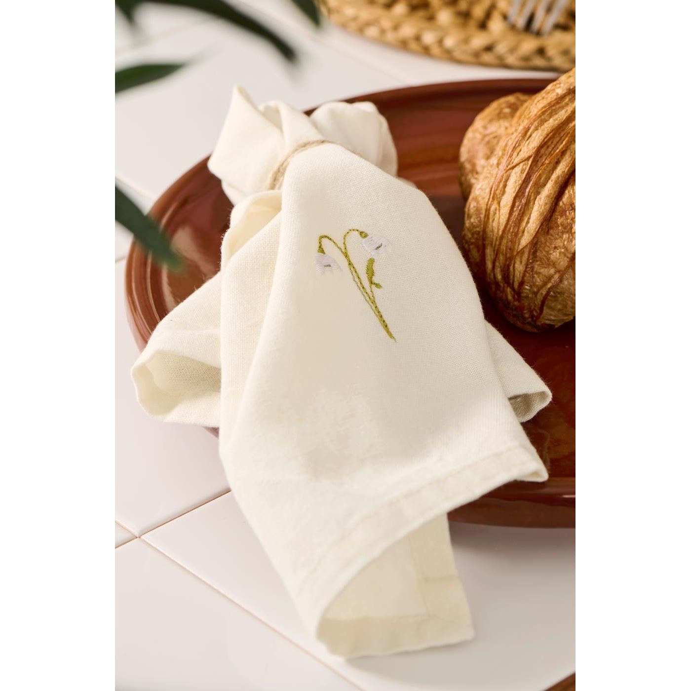 Cotton Napkin - Snowdrop embroidered - TheGiftCoMalta