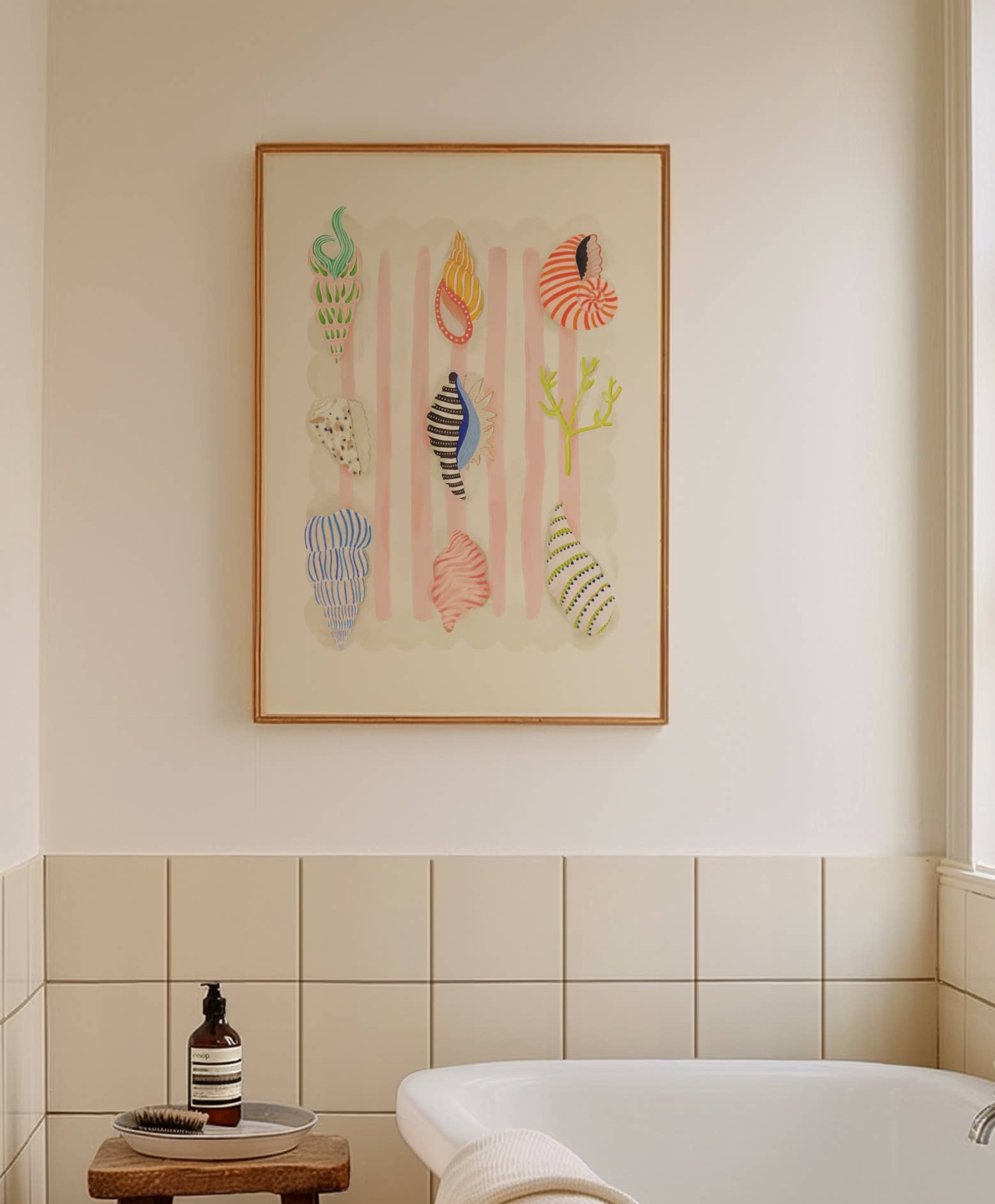 Beach Combing, Hand Drawn Abstract shell Drawing, shell Art : A5