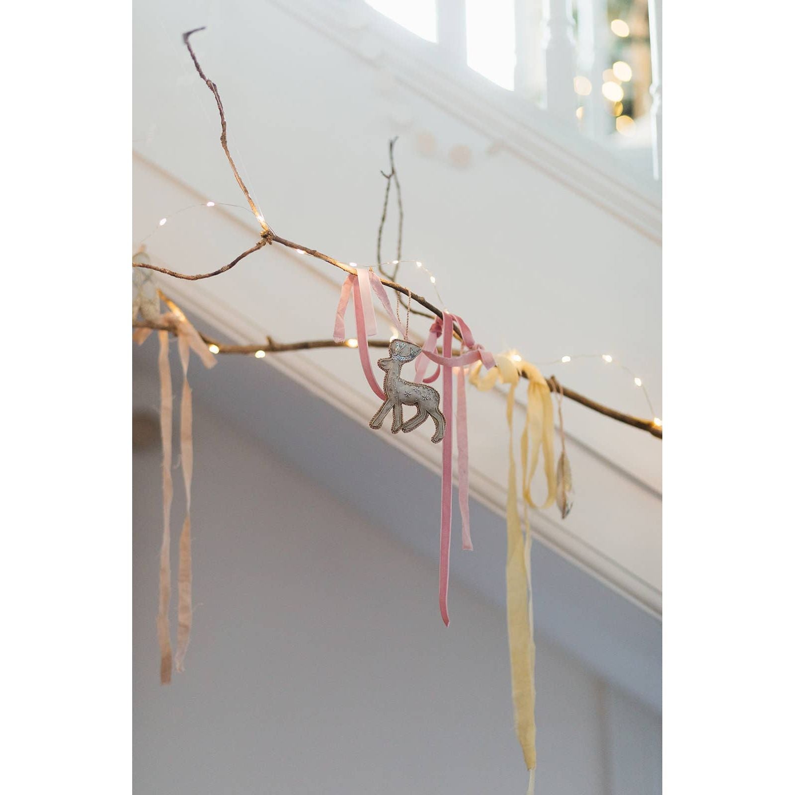Handmade Reindeer Irish Linen Holiday Ornament