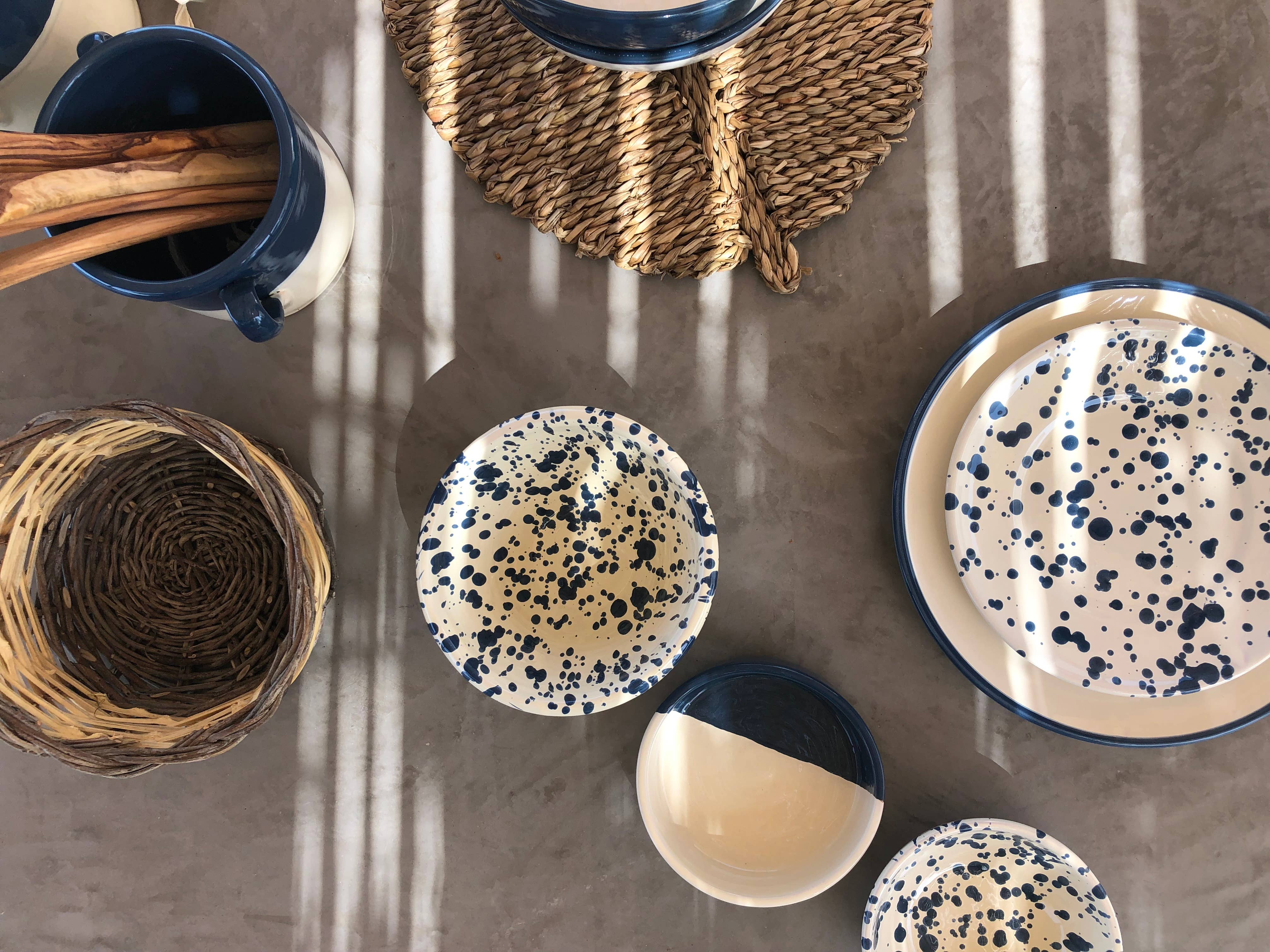 Mini Bowl diam. 9 cm - Splasshed Line: Cream/red