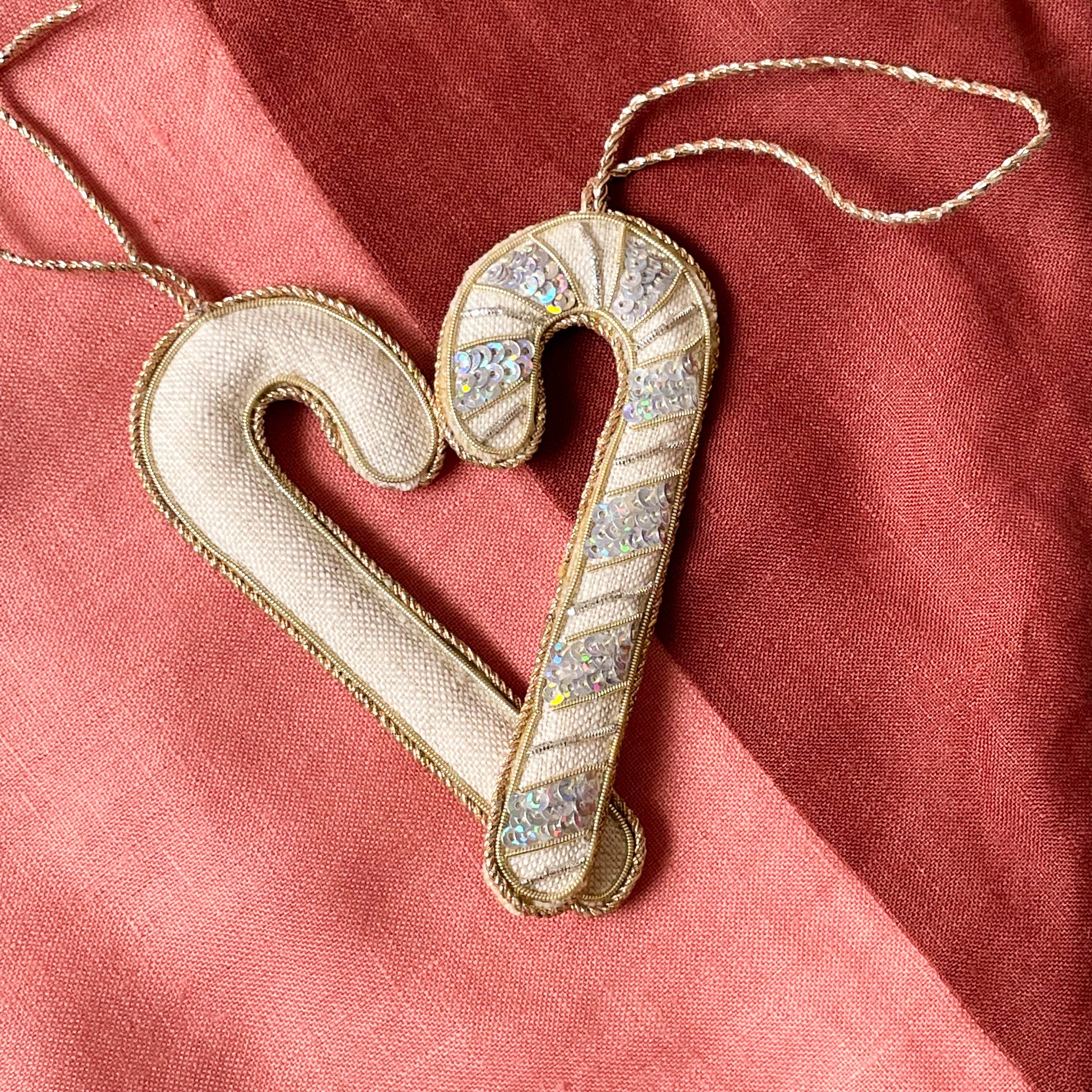 Handmade Candy Cane Christmas Holiday Decoration Irish Linen