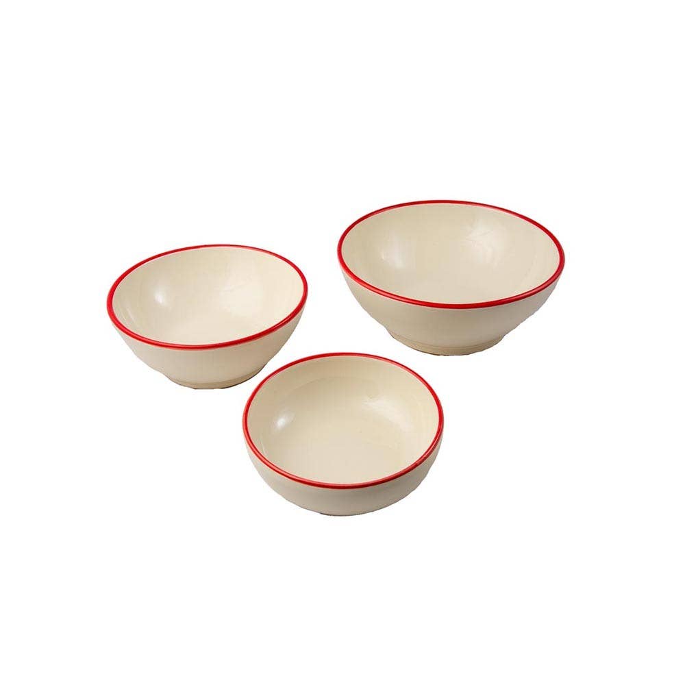Salad Bowl diam. 28 cm - Edge Line: Cream/black