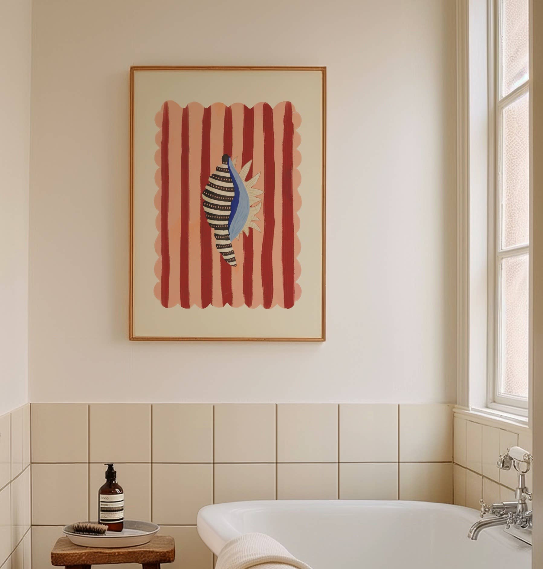 Black stripe, Hand Drawn Abstract shell Drawing, shell Art: A3