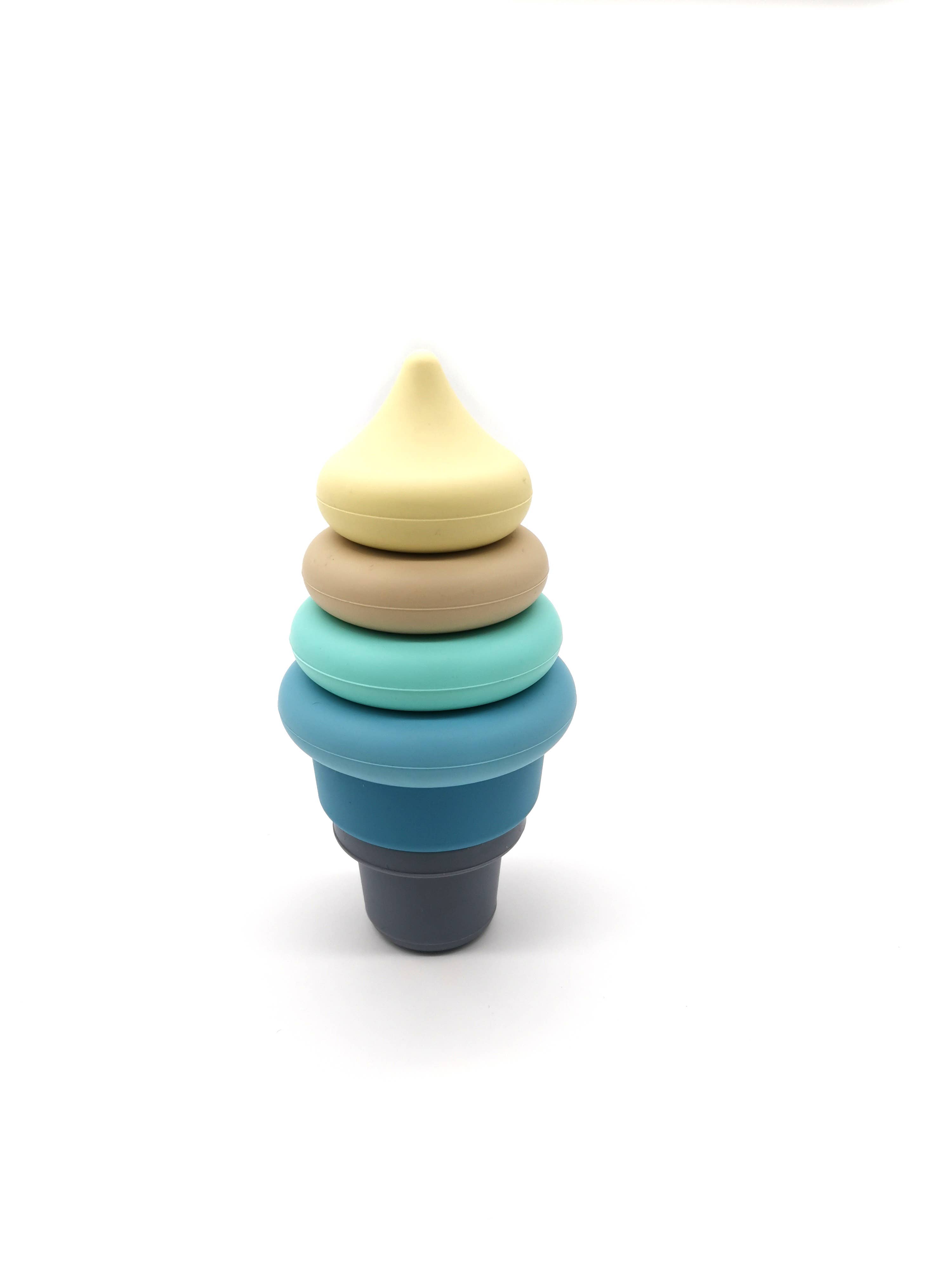 Montessori Educational Toy - Stackable Silicone Ice Cream: Coral