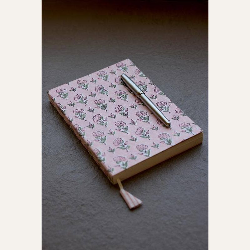 Block Printed Ruled Notebook (A5) - Ditsy Floral Blush