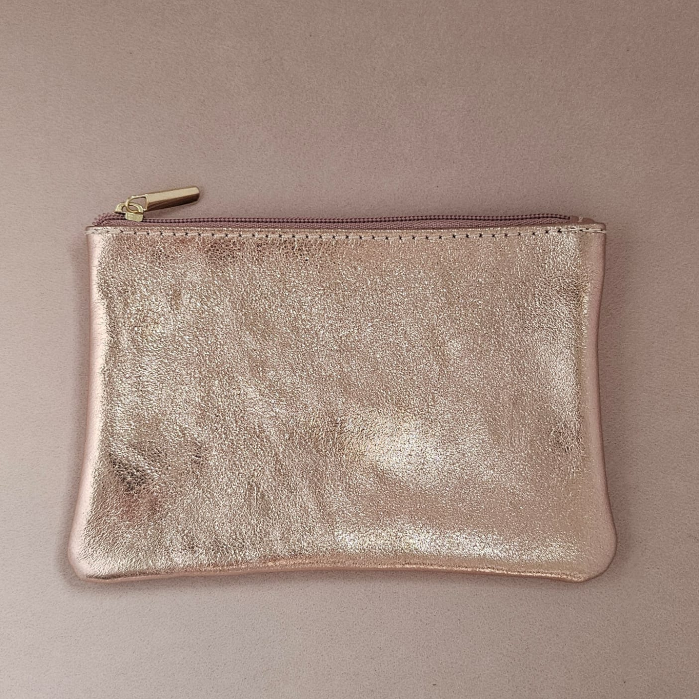 Leather pouch with zip: NUDE