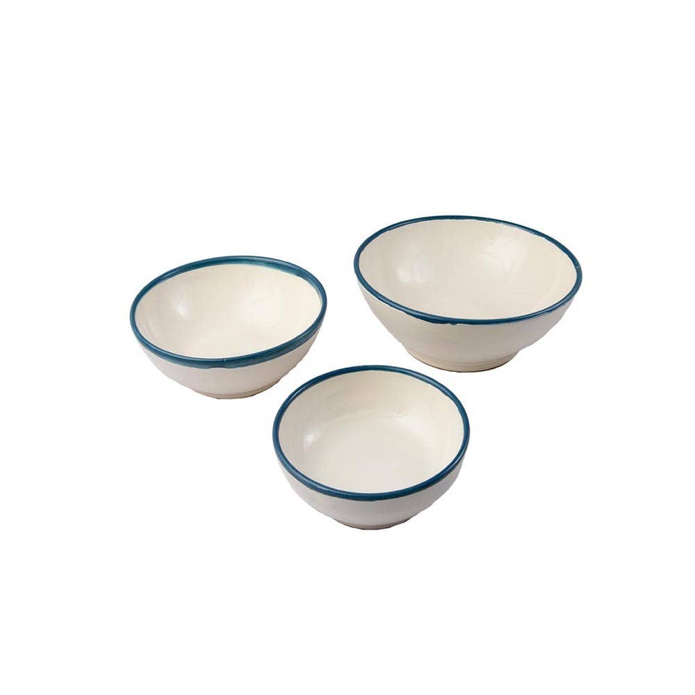 Salad Bowl diam. 28 cm - Edge Line: Cream/black