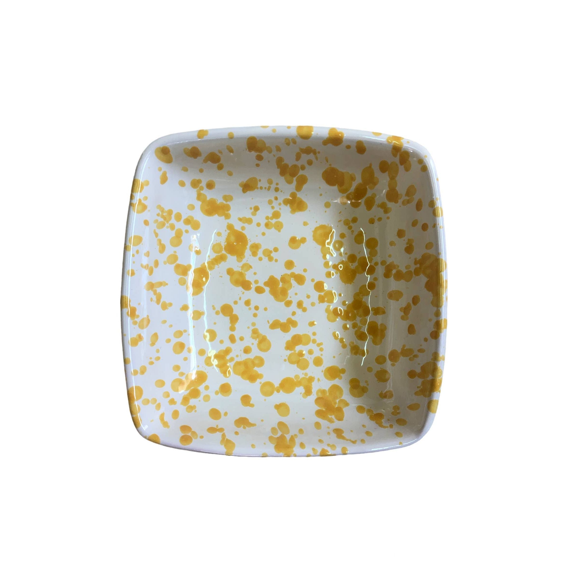 Square Bowl 13x13 cm - Splashed Line: Cream/black