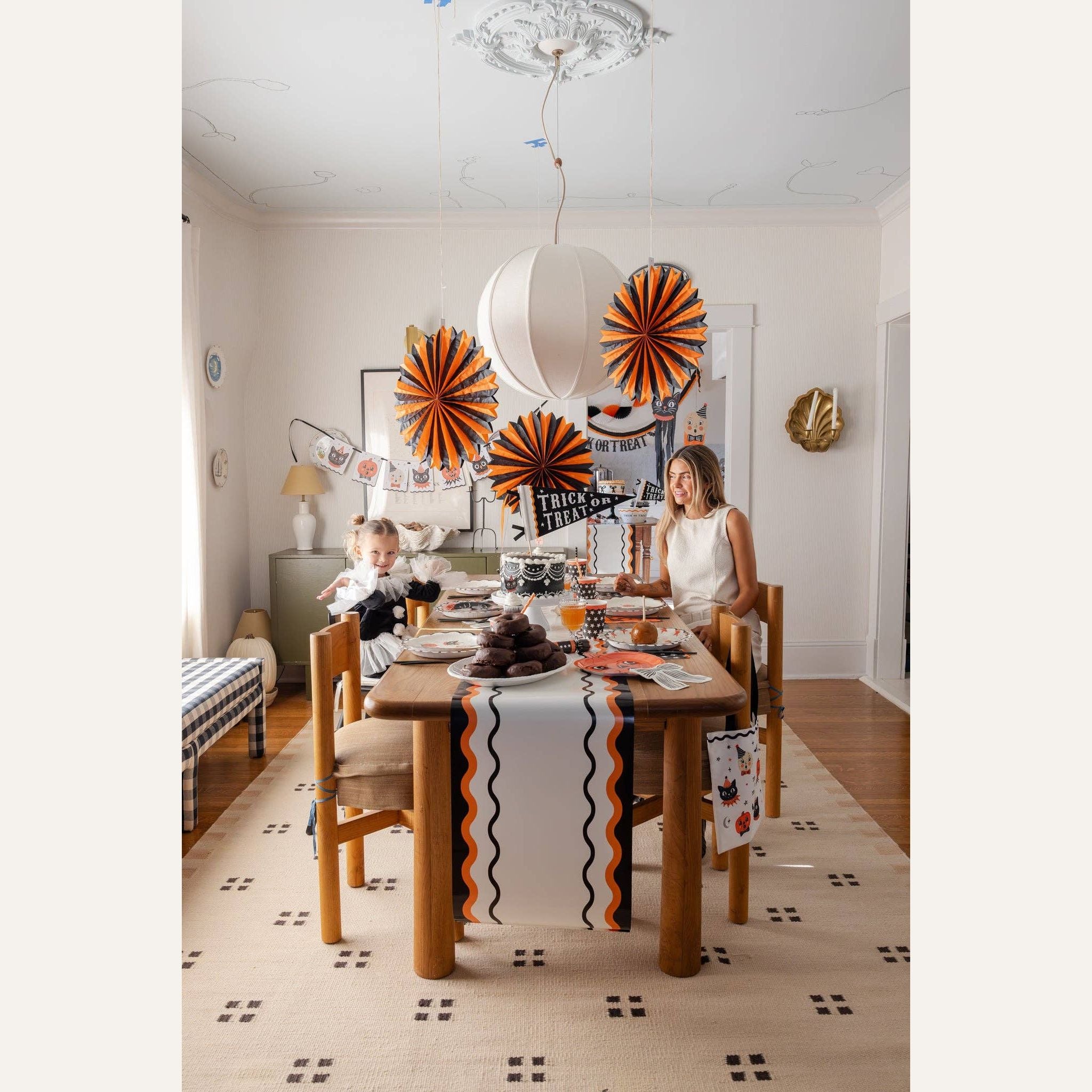VHP1320 - Orange and Black Ric Rac Paper Table Runner