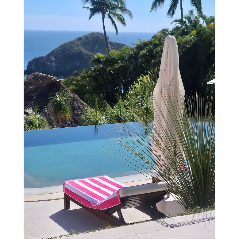 Jumbo Cabana Stripe Beach Towels - 100 x 180cm : Navy/White