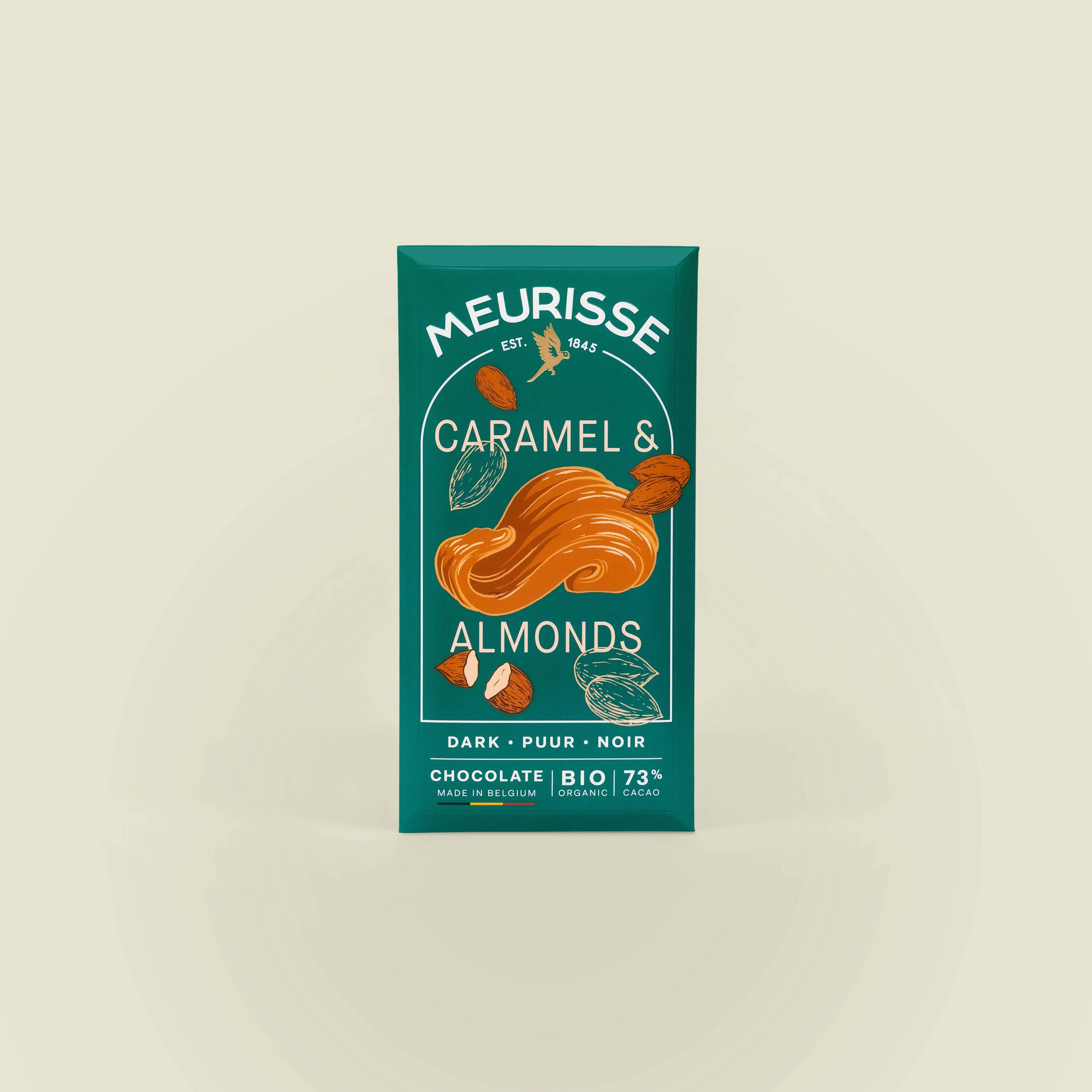 Organic Dark Chocolate with Caramelised Almonds (100g)