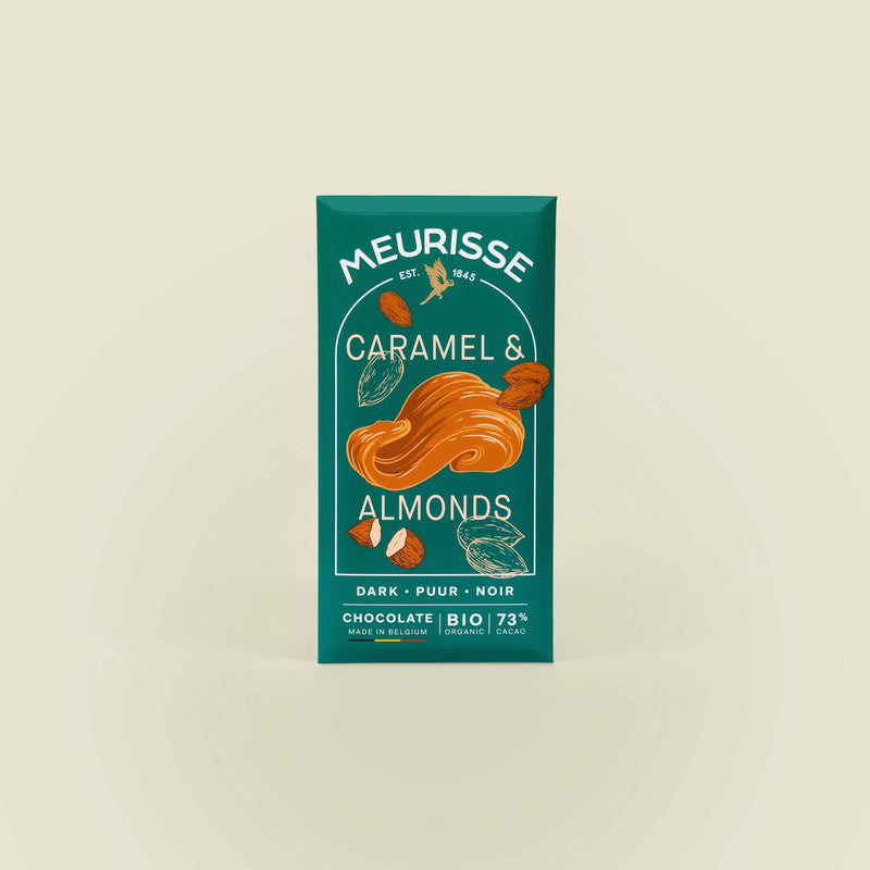 Organic Dark Chocolate with Caramelised Almonds (100g)