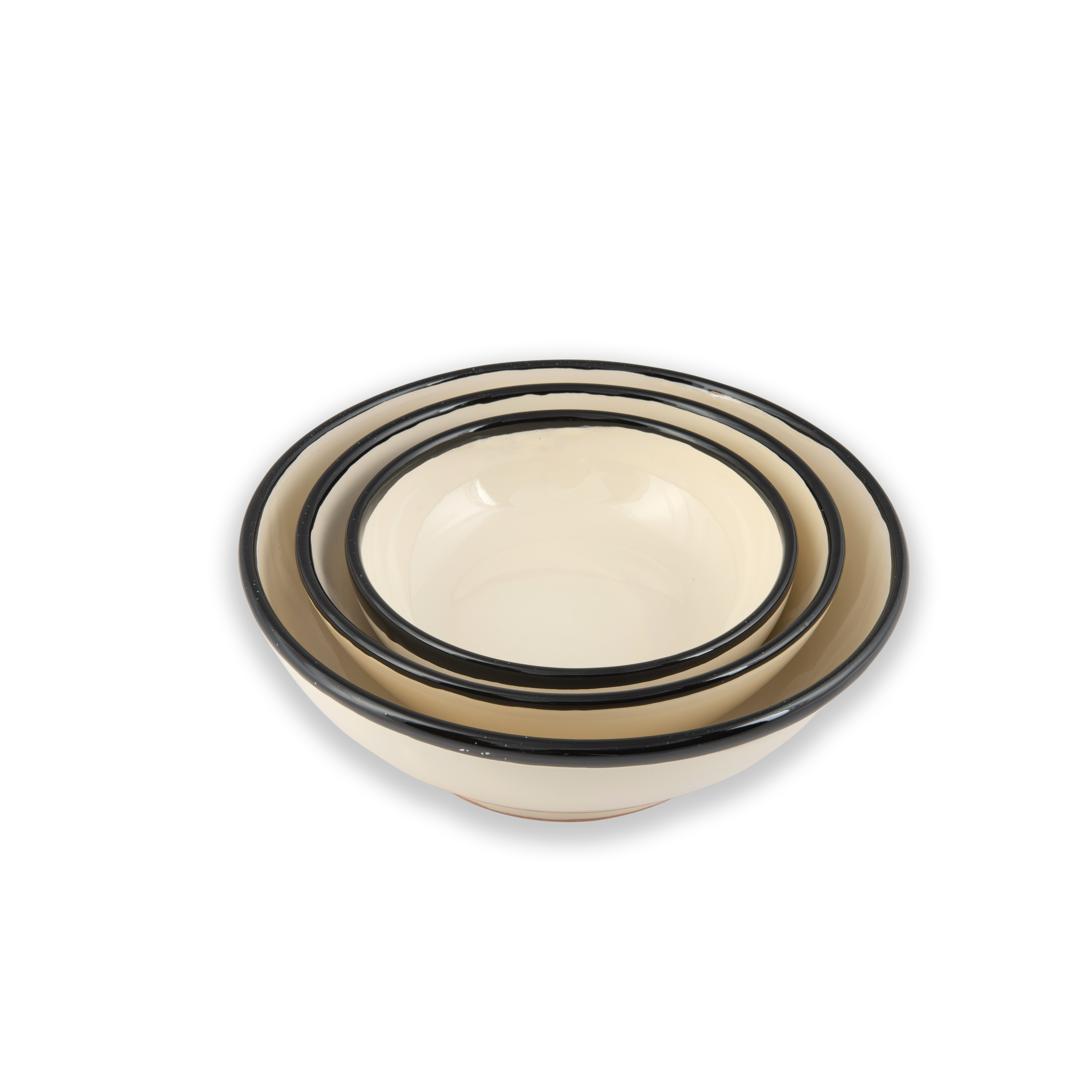 Salad Bowl diam. 28 cm - Edge Line: Cream/black
