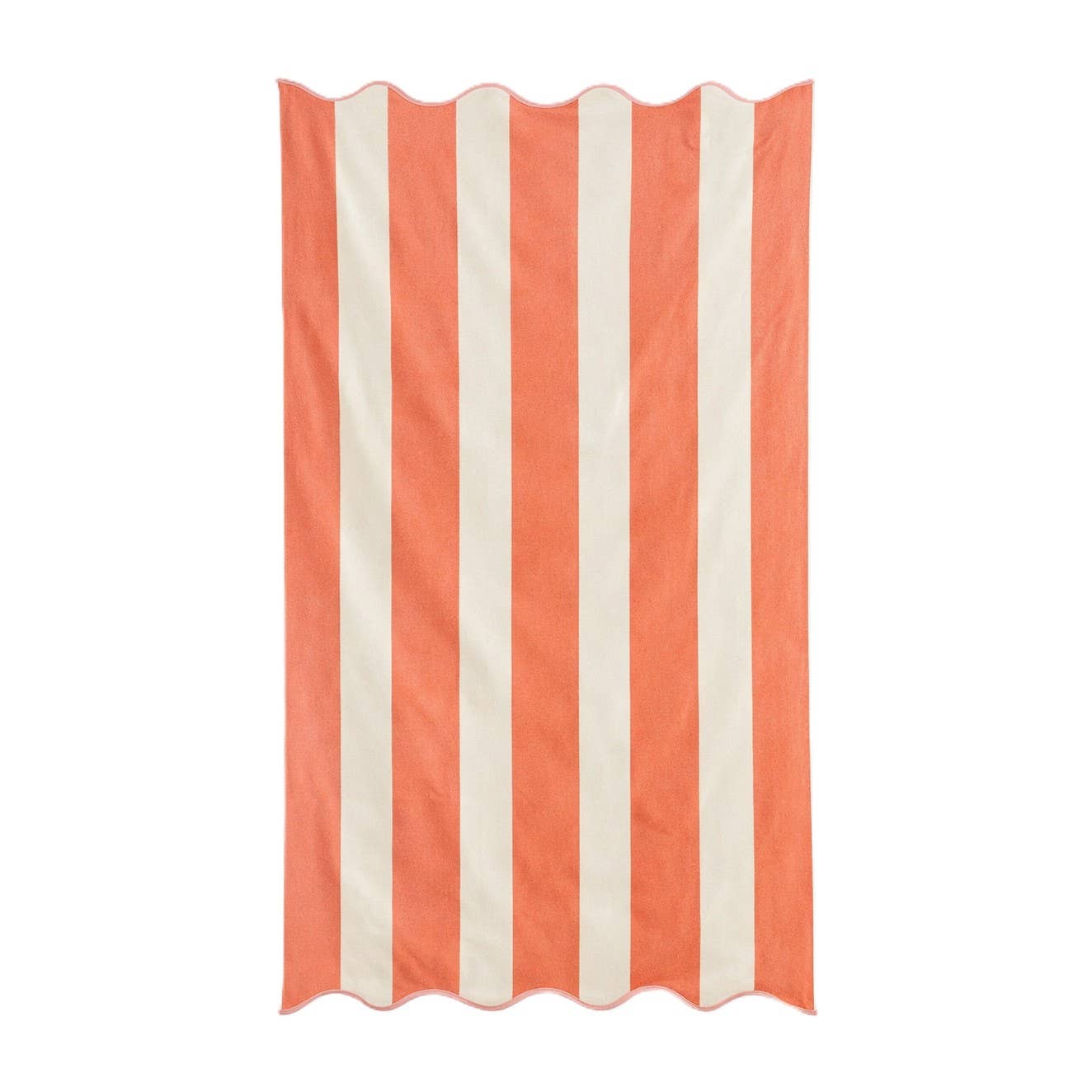 Large Scalloped Striped Beach Towel 90 x 170cm - 100% Cotton: Green