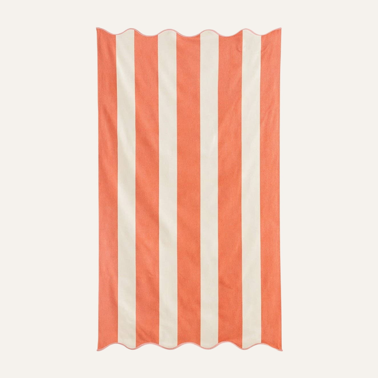 Large Scalloped Striped Beach Towel 90 x 170cm - 100% Cotton: Burnt Orange