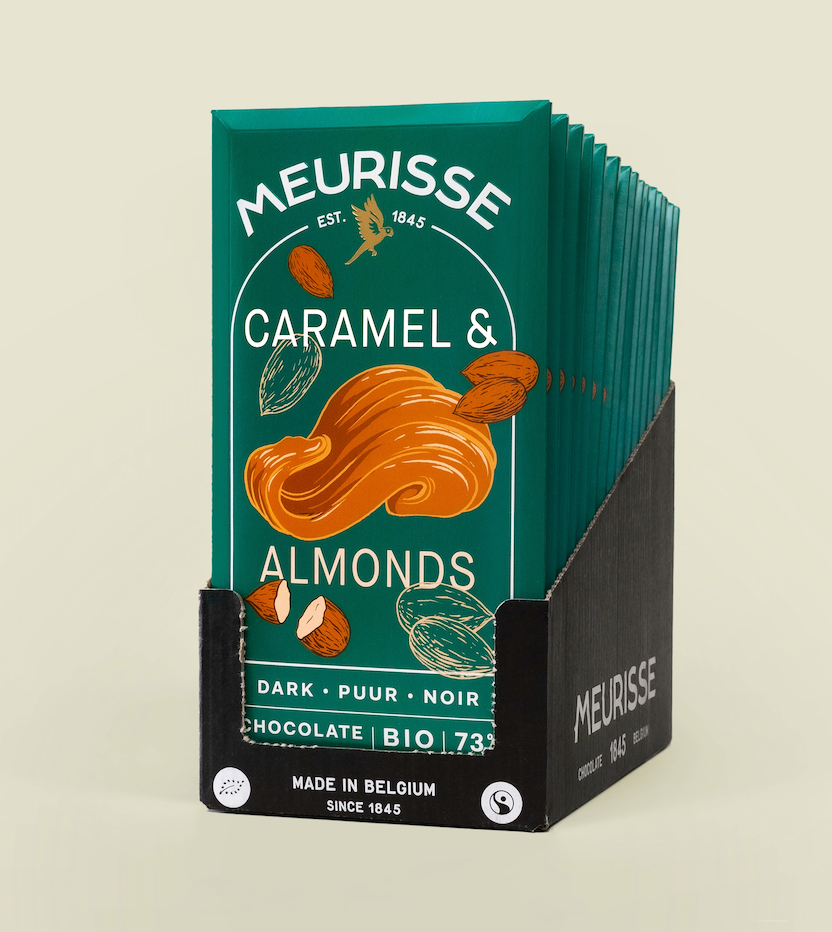 Organic Dark Chocolate with Caramelised Almonds (100g)