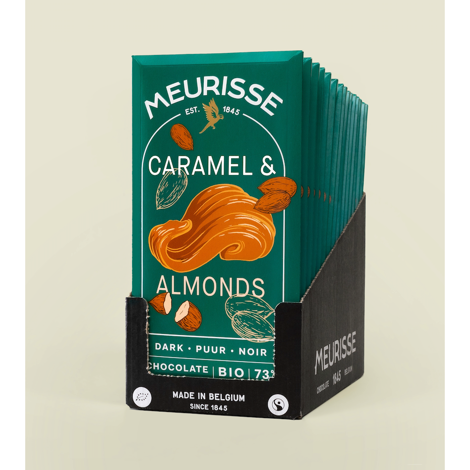 Organic Dark Chocolate with Caramelised Almonds (100g)
