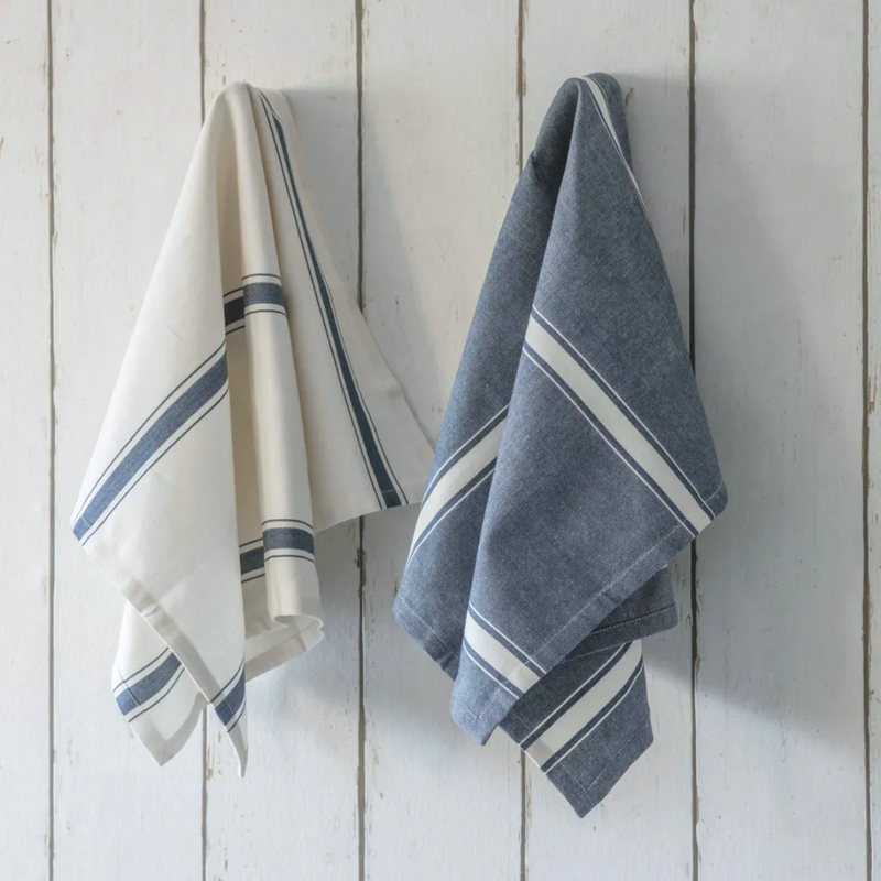 Ink & Ivory Stripe cotton tea towels
